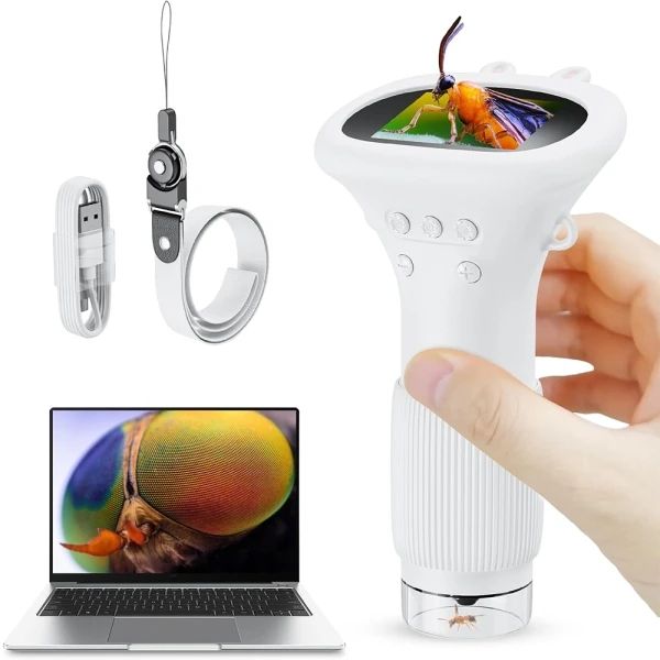1000X Electronic Microscope with 2 Inch Screen + 8 LEDs Lab Equipment 1080p Portable USB Computer Handheld Magnifying Glass Digital Video/Photo Electronic Magnifier Coin Insect Leaf Note for Kids Boys