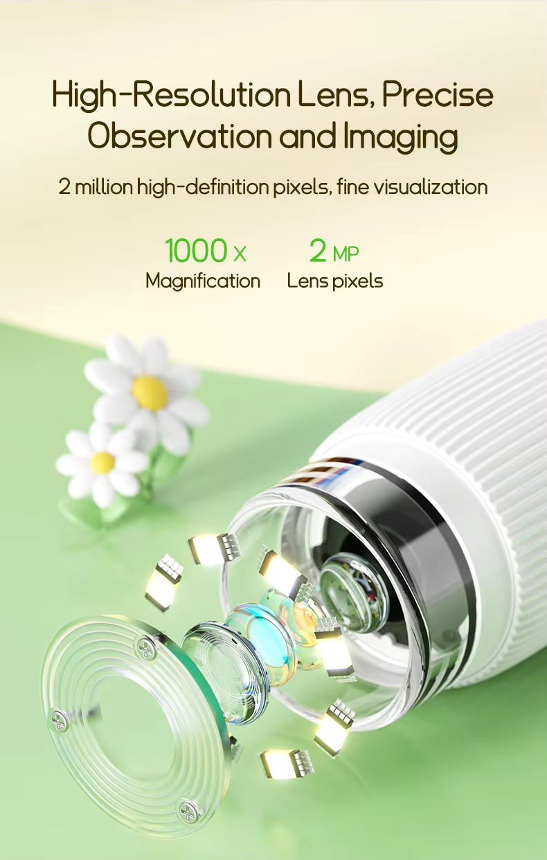 1000X Electronic Microscope with 2 Inch Screen + 8 LEDs Lab Equipment 1080p Portable USB Computer Handheld Magnifying Glass Digital Video/Photo Electronic Magnifier Coin Insect Leaf Note for Kids Boys