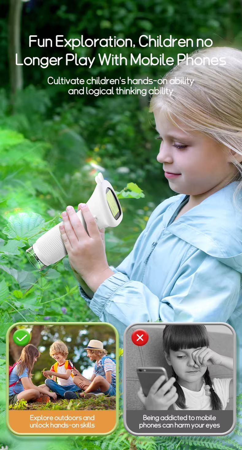 1000X Electronic Microscope with 2 Inch Screen + 8 LEDs Lab Equipment 1080p Portable USB Computer Handheld Magnifying Glass Digital Video/Photo Electronic Magnifier Coin Insect Leaf Note for Kids Boys