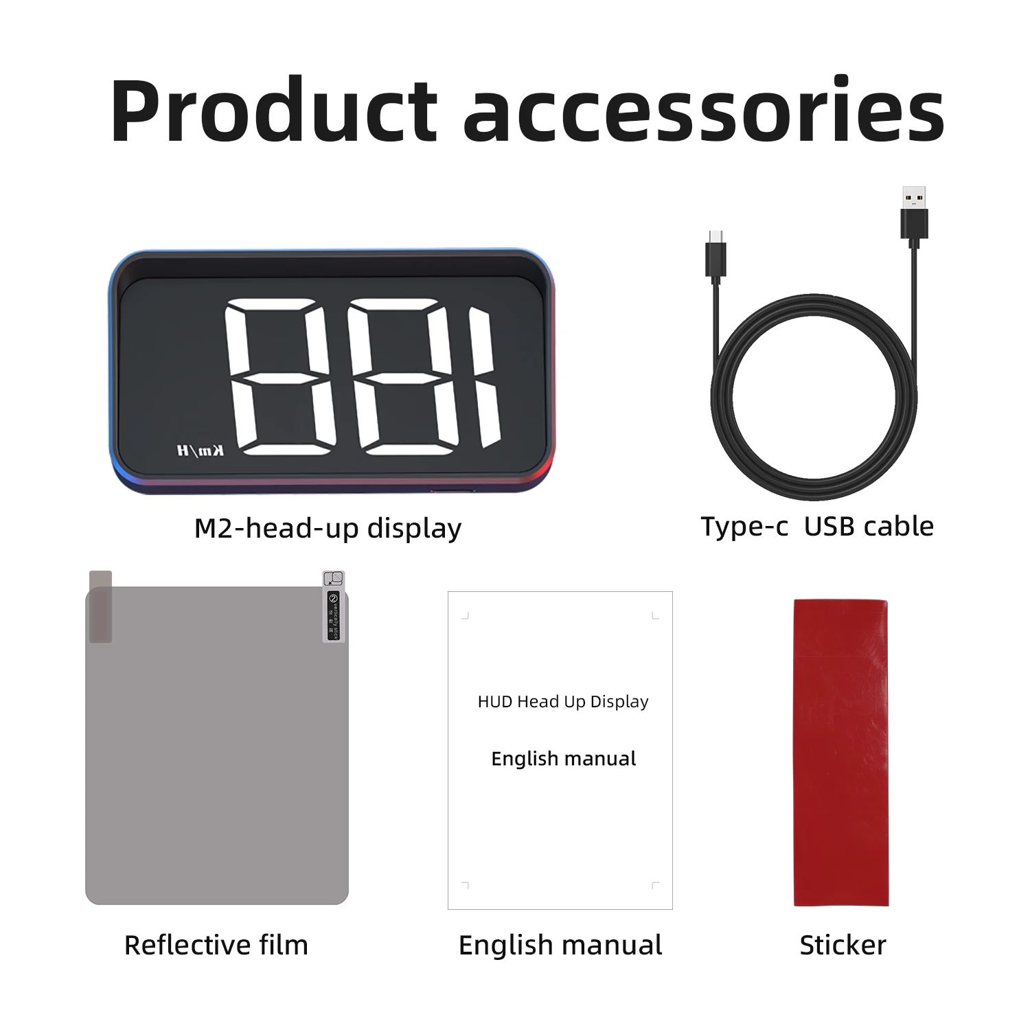 Car HUD Head Up Display Digital (KMH) Speedometer - (For All Cars) M2 Large Font For Truck/Vehicle For BDS Receiver Beidou GPS Speed USB 5V Windshield Projector Headsup
