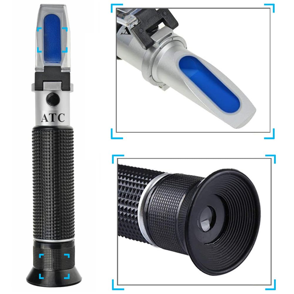 Alcohol Refractometer Liquor Concentration Tester with ATC 0~80% VOL Volume, Optical Handheld Meter for Distilled Beverages Making Homebrew Spirits, Whiskey, Brandy, Vodka, Gin v/v