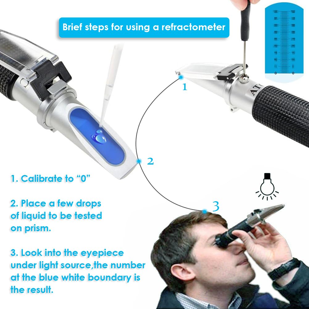 Alcohol Refractometer Liquor Concentration Tester with ATC 0~80% VOL Volume, Optical Handheld Meter for Distilled Beverages Making Homebrew Spirits, Whiskey, Brandy, Vodka, Gin v/v