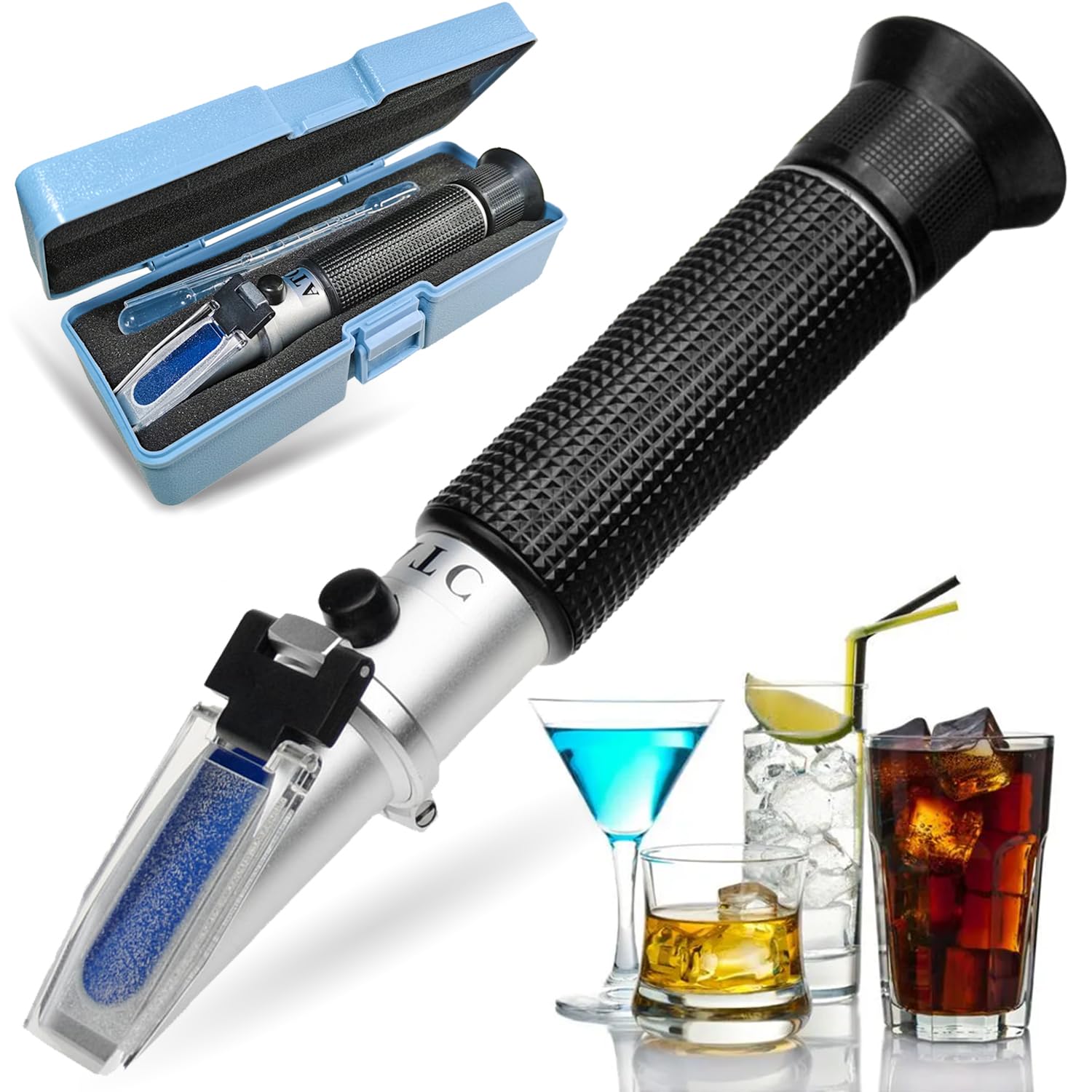 Alcohol Refractometer Liquor Concentration Tester with ATC 0~80% VOL Volume, Optical Handheld Meter for Distilled Beverages Making Homebrew Spirits, Whiskey, Brandy, Vodka, Gin v/v