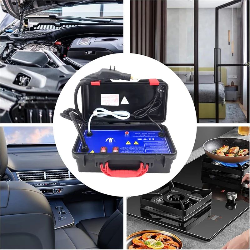 3000W Commercial Steam Cleaner High Pressure, Heavy Duty Portable Pressurized Steamer for Engine Cleaning, Car Wash Detailing, High Temperature, Home Use, Floor, Upholstery 220-240V Tool Box
