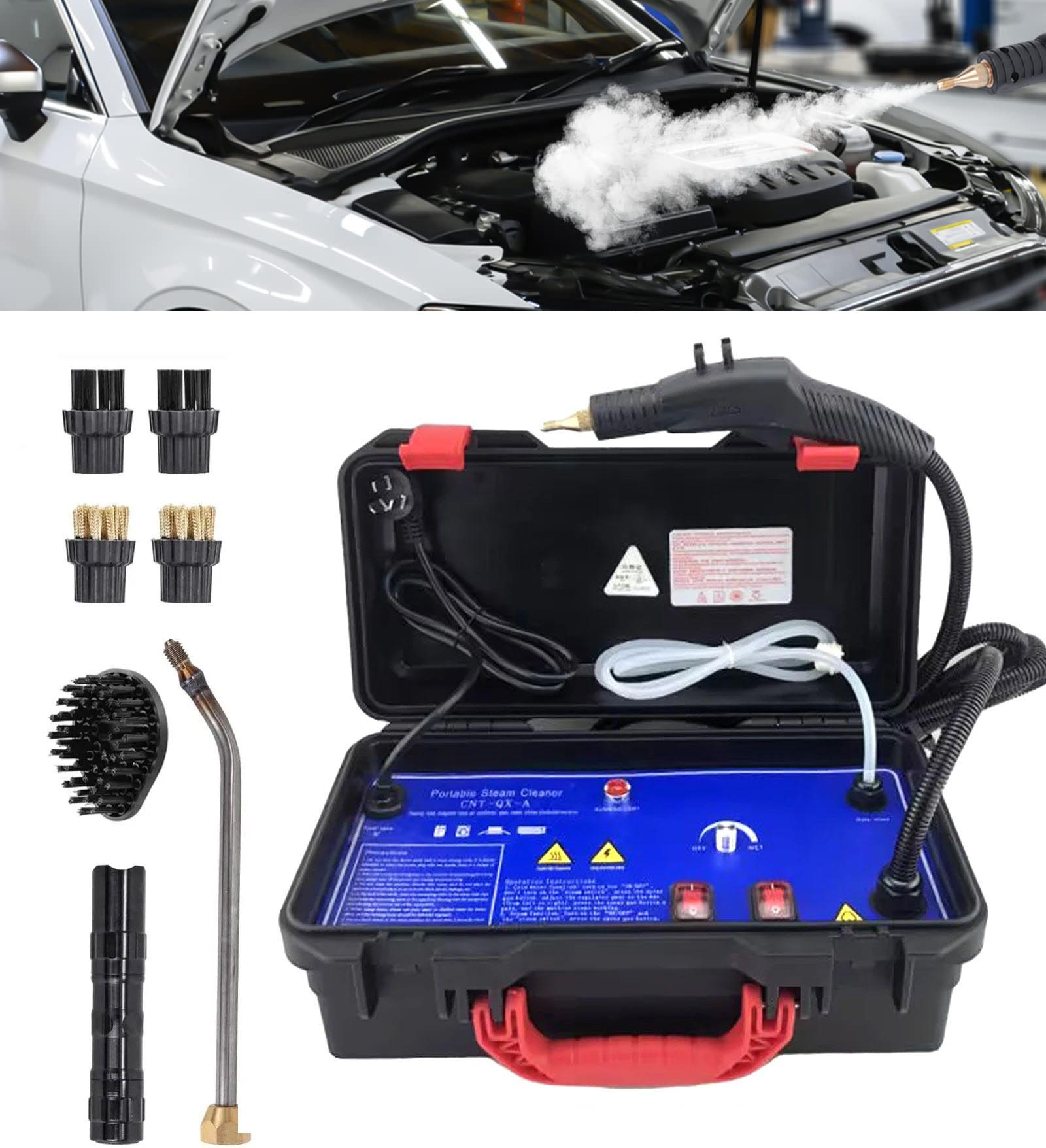 3000W Commercial Steam Cleaner High Pressure, Heavy Duty Portable Pressurized Steamer for Engine Cleaning, Car Wash Detailing, High Temperature, Home Use, Floor, Upholstery 220-240V Tool Box