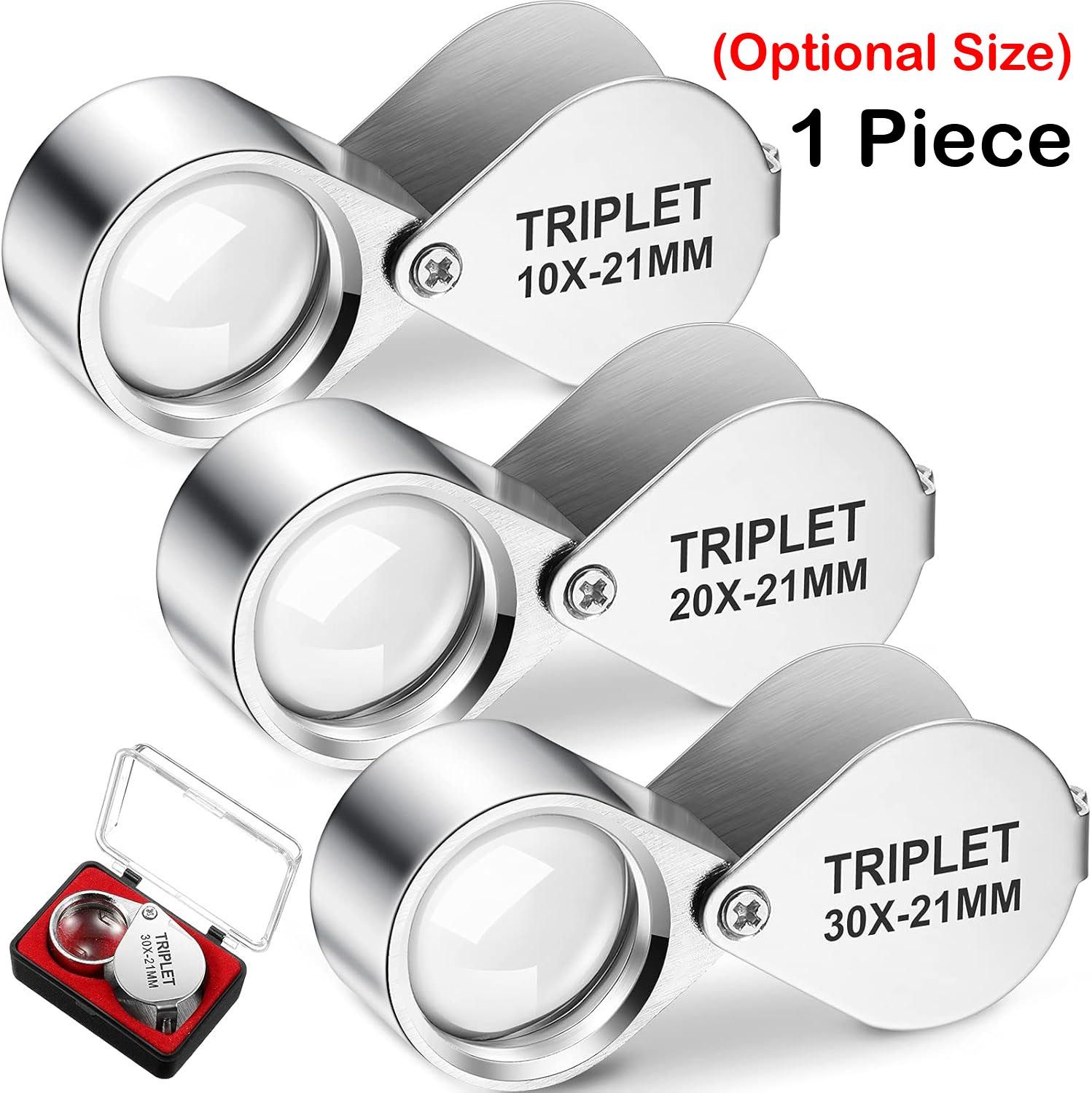 10X / 20X / 30X Jeweler Loupe Glass Diamond Checking Metal Round Body Jewelers Eye Loupe Magnifier Professional Magnifying 21mm Lens Diameter Silver Color for Jewelry Coins Gems Stamps Watches Electro