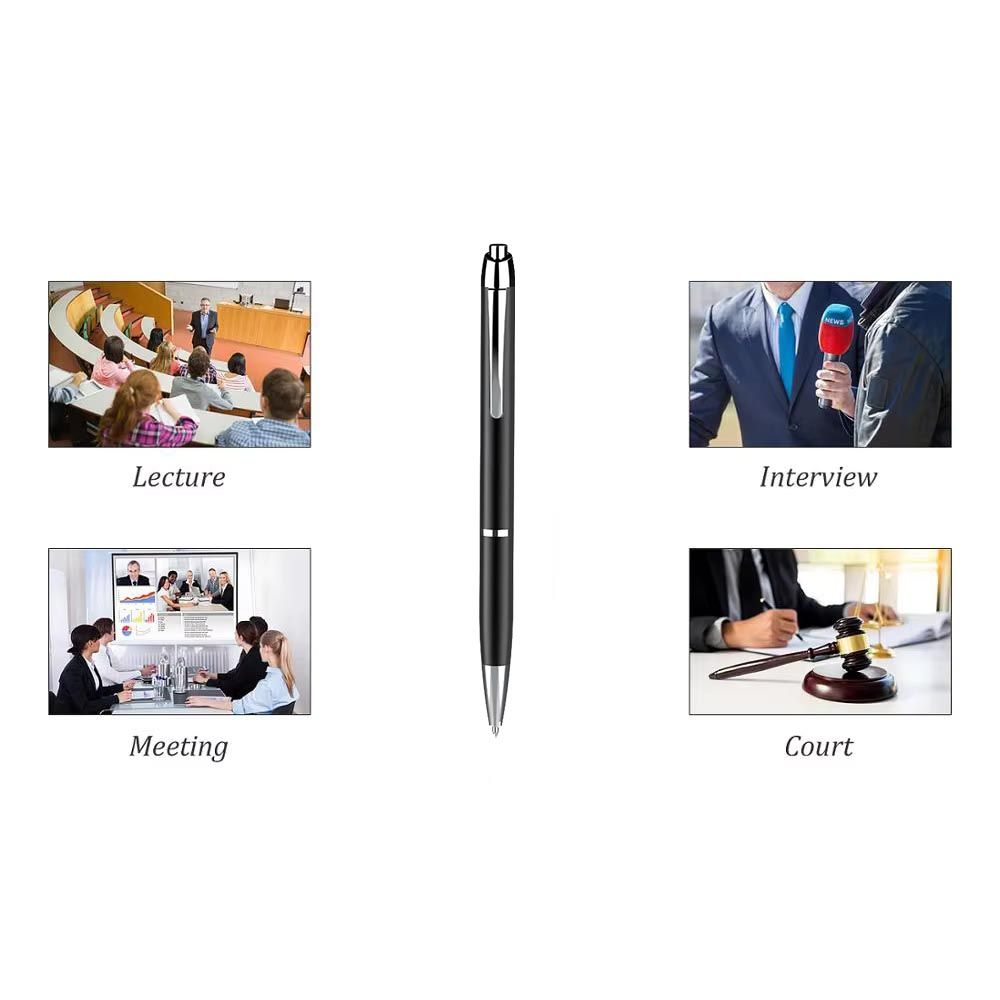 64GB Spy/Secret Voice Recorder Pen & MP3 Player Digital Noise Reduction Intelligent Power Detection V85 Sound Recording Voice Activated Writing Dictaphone USB Cable Earplug for Interview Lecture Meeti