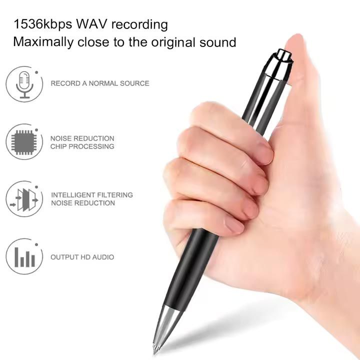 64GB Spy/Secret Voice Recorder Pen & MP3 Player Digital Noise Reduction Intelligent Power Detection V85 Sound Recording Voice Activated Writing Dictaphone USB Cable Earplug for Interview Lecture Meeti