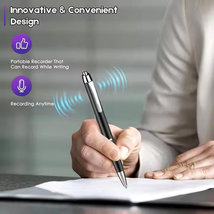 64GB Spy/Secret Voice Recorder Pen & MP3 Player Digital Noise Reduction Intelligent Power Detection V85 Sound Recording Voice Activated Writing Dictaphone USB Cable Earplug for Interview Lecture Meeti