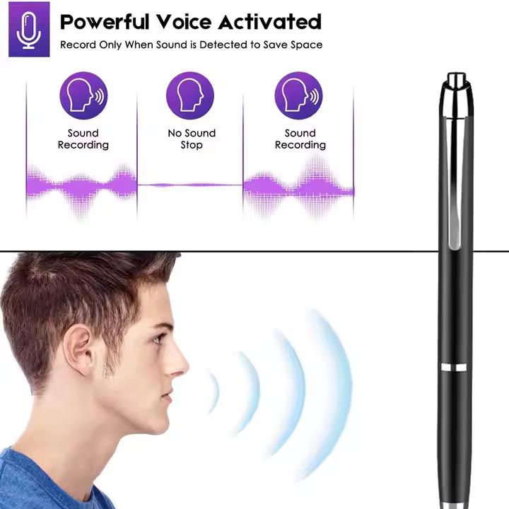 64GB Spy/Secret Voice Recorder Pen & MP3 Player Digital Noise Reduction Intelligent Power Detection V85 Sound Recording Voice Activated Writing Dictaphone USB Cable Earplug for Interview Lecture Meeti