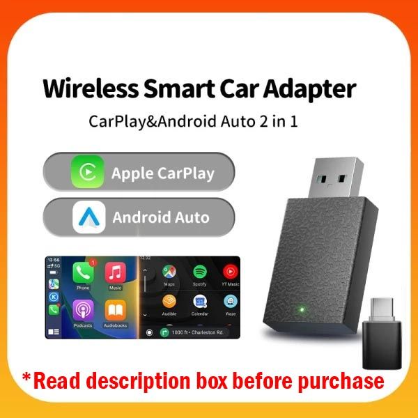 Wired To Wireless CarPlay & Android Auto Smart Mini USB Plug and Play Adapter Bluetooth-Compatible 5.0 for OEM Car Systems Box High Performance Dongle - Music Spotify for Audi Golf Peugeot Mazda KIA M