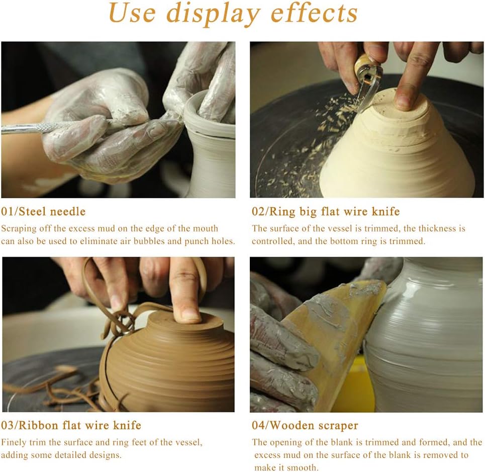 8pcs Pottery Tool Kit Ceramic Clay Set, Wooden Clay Wax Pottery Sculpting Modeling Tool Kits Pottery Smoothing Cleaning Carving Shaping Cutting Tools Mud