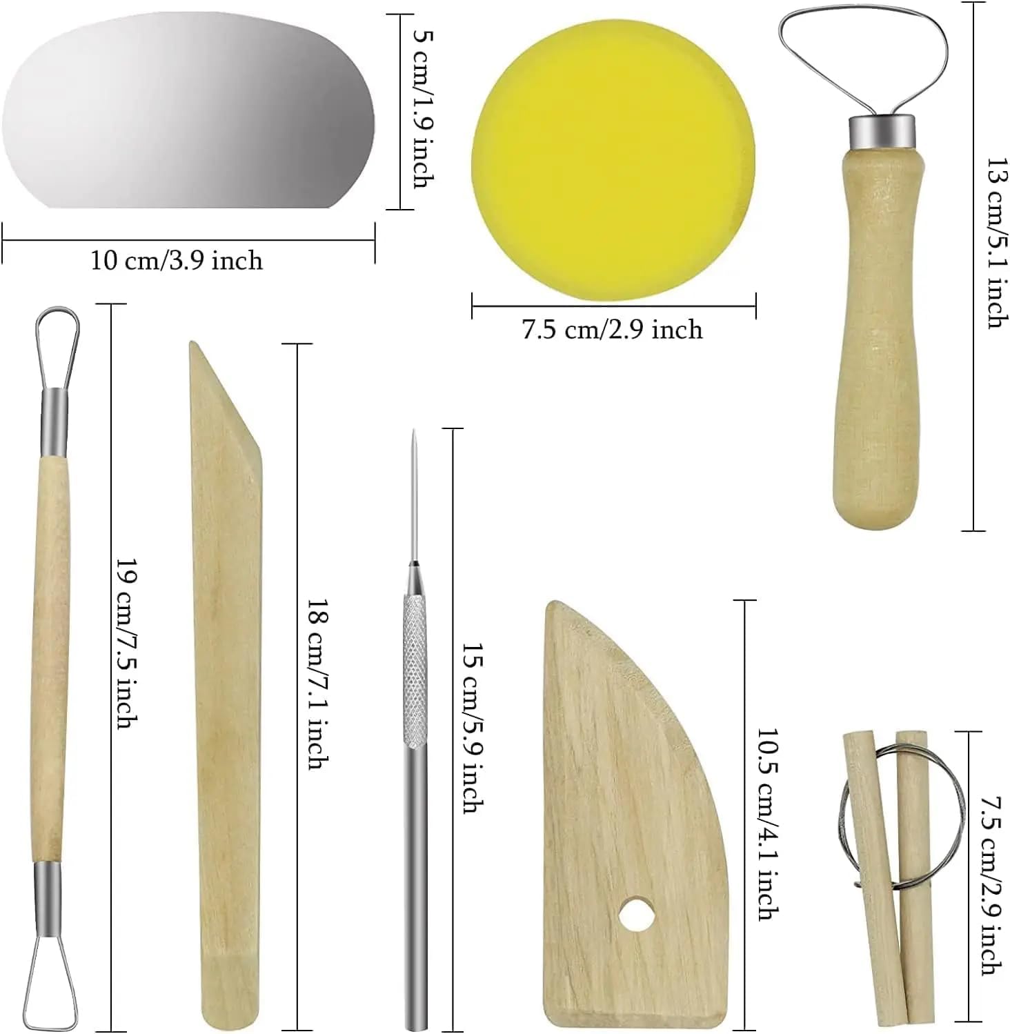 8pcs Pottery Tool Kit Ceramic Clay Set, Wooden Clay Wax Pottery Sculpting Modeling Tool Kits Pottery Smoothing Cleaning Carving Shaping Cutting Tools Mud