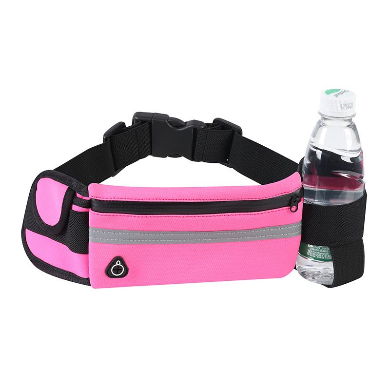 Running Belt 3 Pocket Waist Bag Fitness Light Walking Jogging Exercise with Safety Reflector Breathable Fanny Pack Waterproof Adjustable Travel Pink Creative Casual Fitted Phone Pouch Essential for Ou