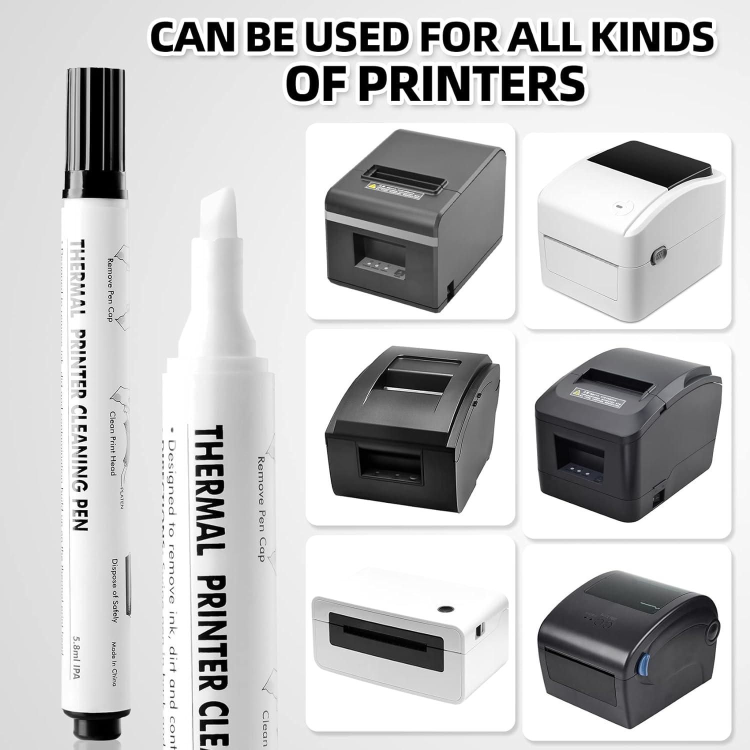 12pcs Thermal Printer Printhead Cleaning Pen for Clear Receipt Prints Shipping Label POS Card Printing Electronic Face Sheet Print Head Cleaner XPrinter Zebra Compatible with All Thermal Printers