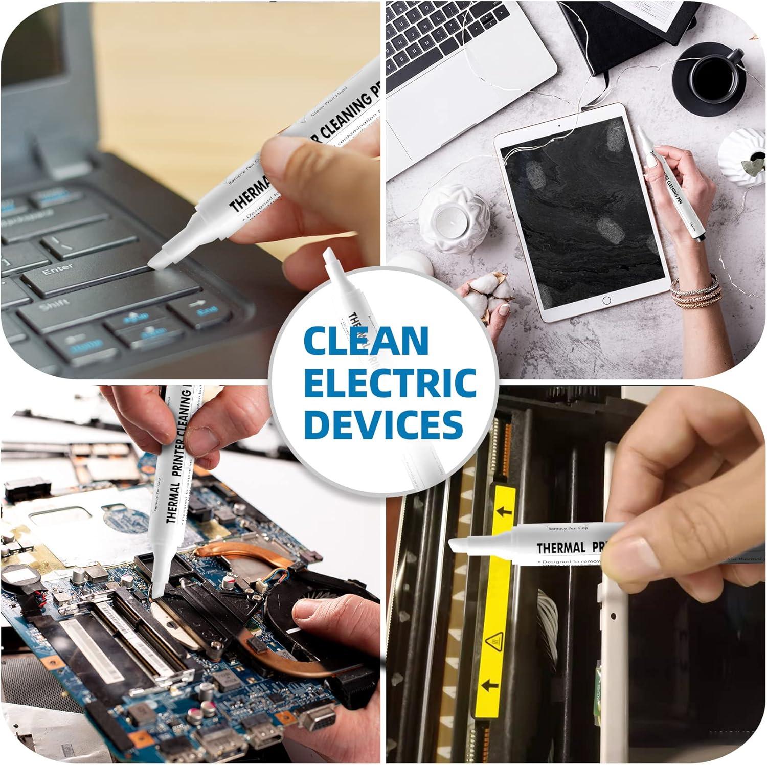 12pcs Thermal Printer Printhead Cleaning Pen for Clear Receipt Prints Shipping Label POS Card Printing Electronic Face Sheet Print Head Cleaner XPrinter Zebra Compatible with All Thermal Printers