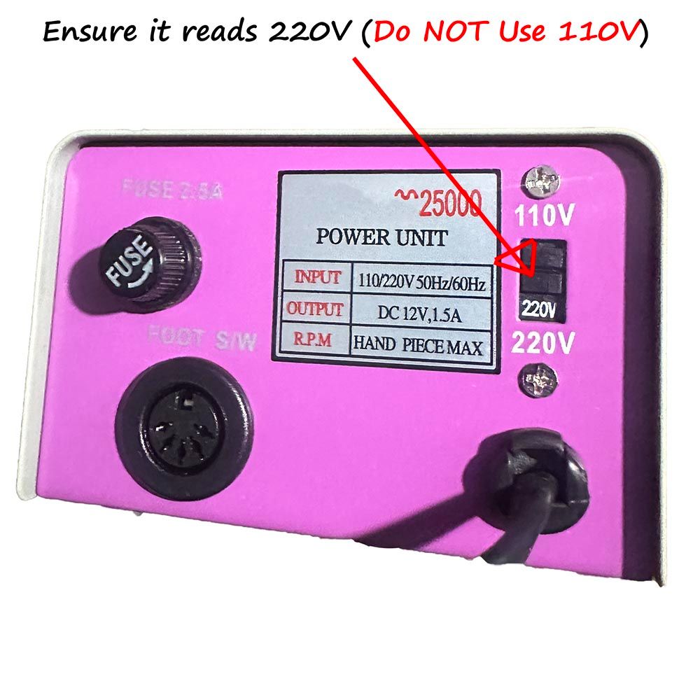 Professional Electric Nail Drill Machine Pen File Kit + 6pcs Drill Bits + Sanders + Foot Pedal Control + Stand Heavy Duty Stainless Steel Art Pedicure Polishing Manicure Mercedes 25000 Acrylic Carving