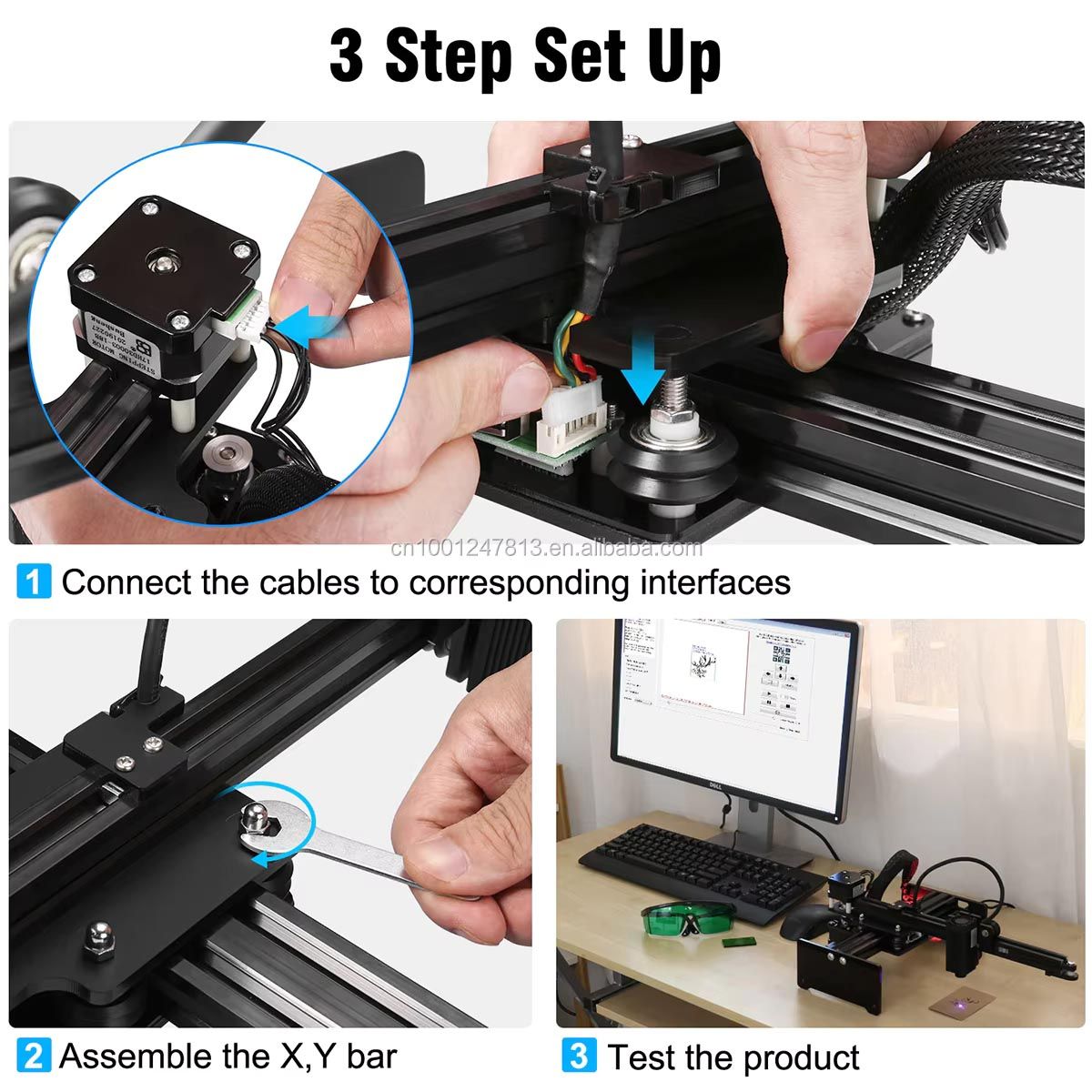 NEJE 5 E40 100W Laser Engraver for Stainless Steel Metal Stone 170*170mm Mini Wood Acrylic Cutting Machine Quick Focus Wifi Control Move Protection Android/Apple App Support CNC Engraving Jewelry DIY