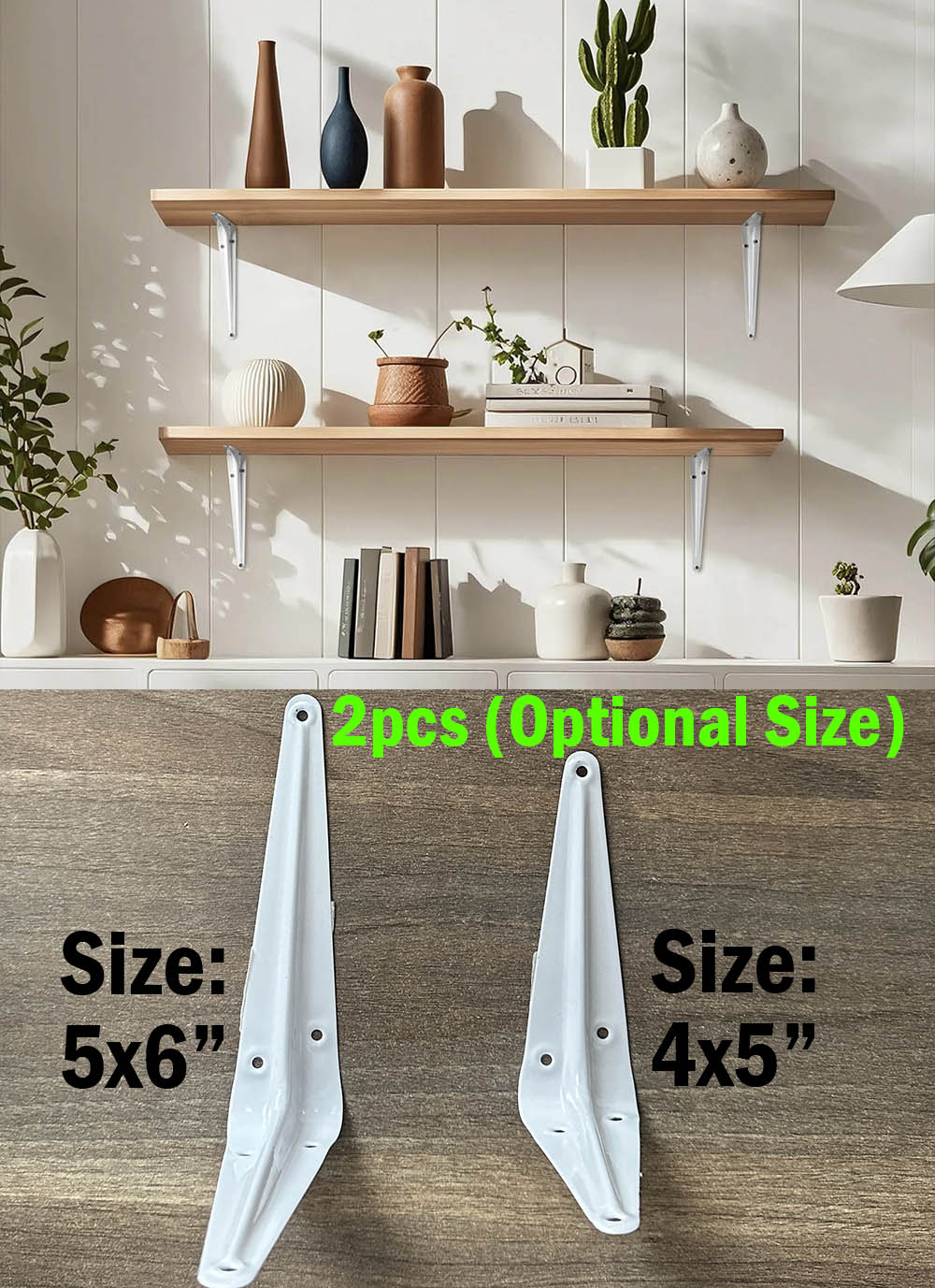 2pcs(1 Pair) Shelf Brackets White, Heavy Duty Steel Metal L Brackets for Shelves, J Wall Angle Corner Brace for Wood Board Mounting Hardware DIY Wall Mounted Shelf Support Floating Book Ledge