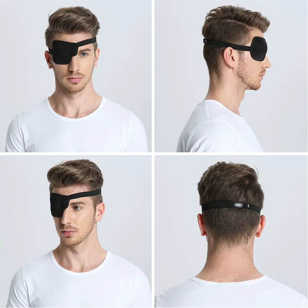 Single Eye Patch, Amblyopia Adjustable Lazy Eye Cover Patches for Left or Right Eyes, Black Can be Worn After Medical Surgery