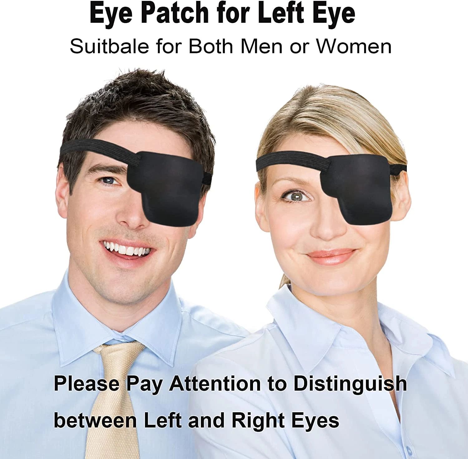 Single Eye Patch, Amblyopia Adjustable Lazy Eye Cover Patches for Left or Right Eyes, Black Can be Worn After Medical Surgery
