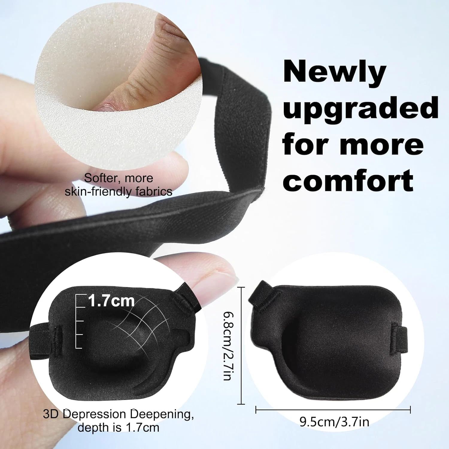 Single Eye Patch, Amblyopia Adjustable Lazy Eye Cover Patches for Left or Right Eyes, Black Can be Worn After Medical Surgery
