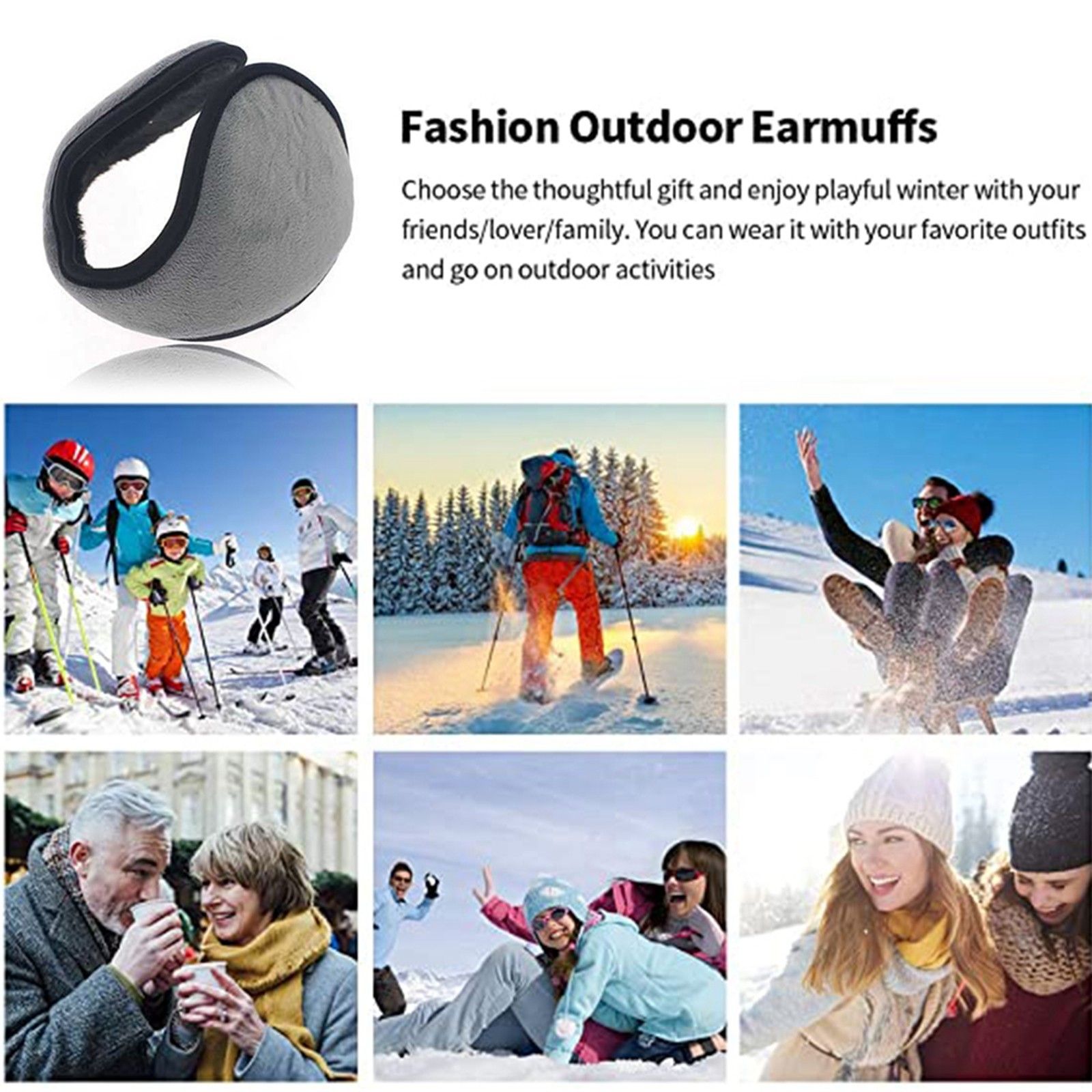 Cold Weather Unisex Warm Plush Fur Earmuffs for Men Women Kids Warmth Winter Antifreeze Head Band Ear Muffs Thick Warmer Ear Cover Outdoor Cycling Running Ski Protector Running Headphones Back Neck Fo