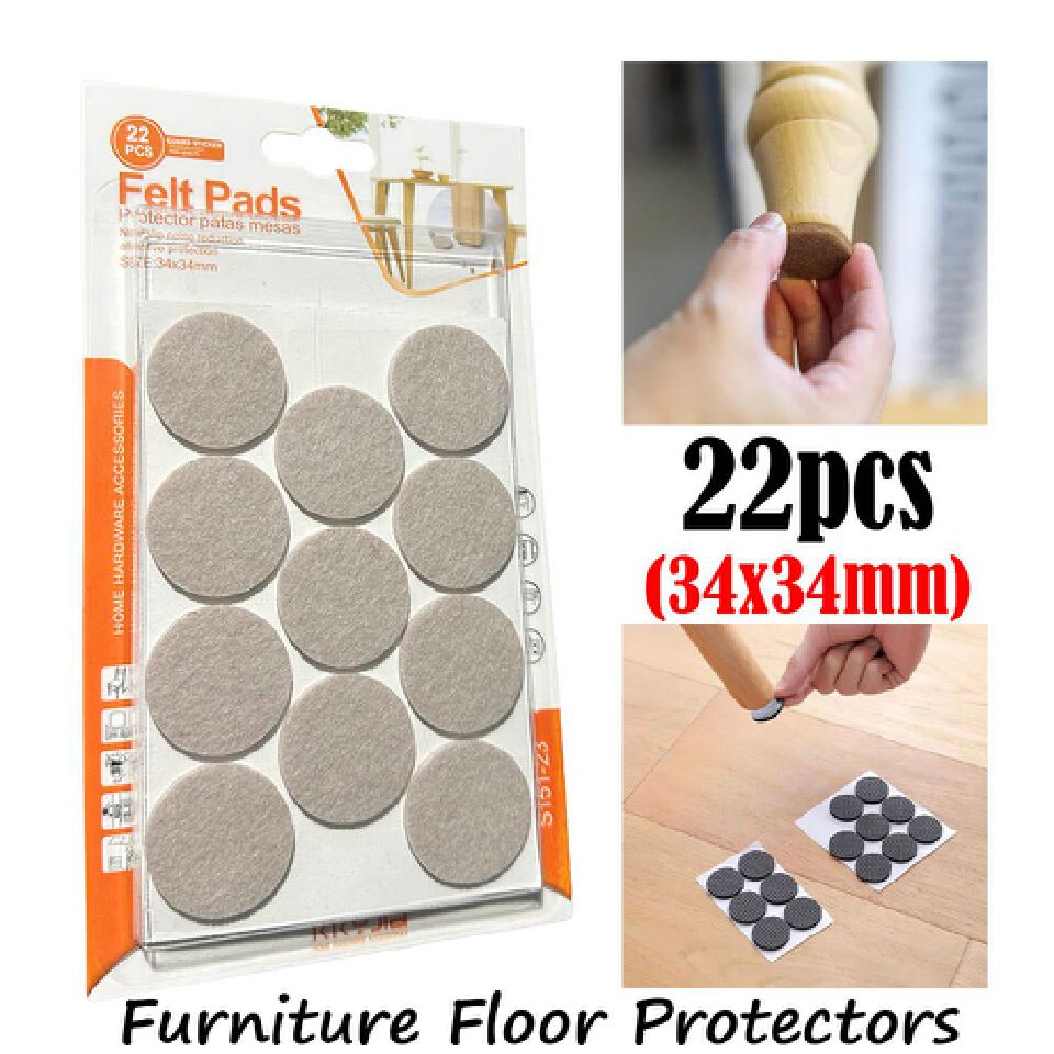 22pcs Anti-Skid Furniture Protection Pads Self Adhesive Floor Scratch Protector Non Slip Grippers for Hardwood Floors Round Heavy Duty Felt Stopper for Legs Prevent Sliding