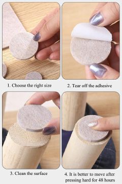 22pcs Anti-Skid Furniture Protection Pads Self Adhesive Floor Scratch Protector Non Slip Grippers for Hardwood Floors Round Heavy Duty Felt Stopper for Legs Prevent Sliding