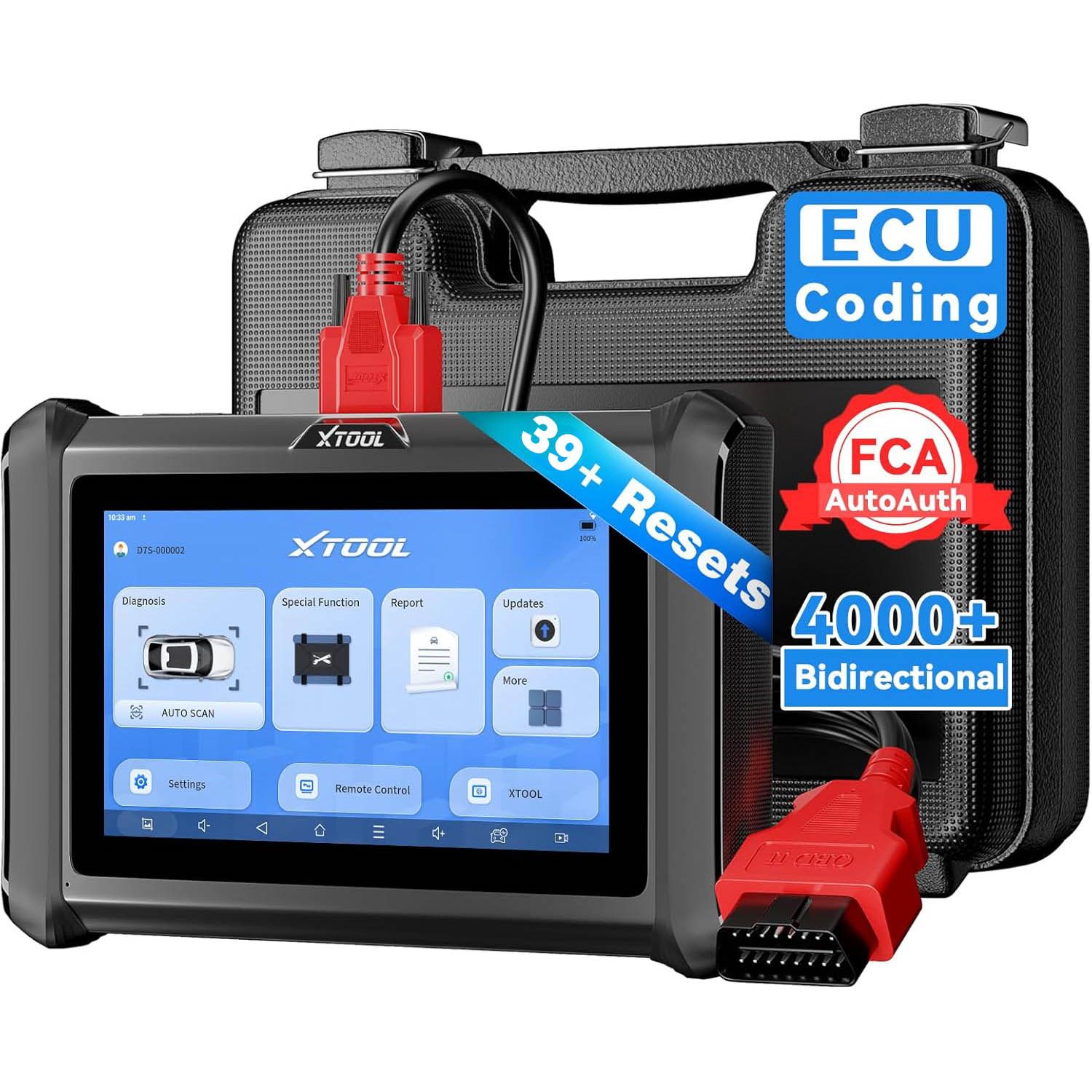 XTOOL D7S Bidirectional Scan Tool, 2025 OBD2 Scanner Diagnostic with FCA AutoAuth, All System Car Scanner, 39+ Resets, ECU Coding, PMI, Upgrade of D7, Crankshaft Relearn, CAN FD/DoIP, 3-Yr Update