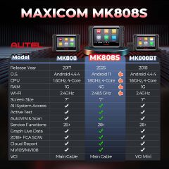 Autel MaxiCOM MK808S Scanner, 2025 Bidirectional Scan Tool Same as MK808BT Pro MX808S, 28+ Resets,Active Test,AutoAuth, All System Diagnostic, Injector Coding, Android 11, Update Of MK808 MX808 MK808Z