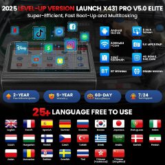 Launch X431 V Pro 5.0 Elite 2025 New Gen. OEM Wireless Bluetooth Bidirectional Scan Tool w/Canfd Doip,Same as Pro3s+ 5.0,ECU Online/Offline Coding 38+Reset for All Cars