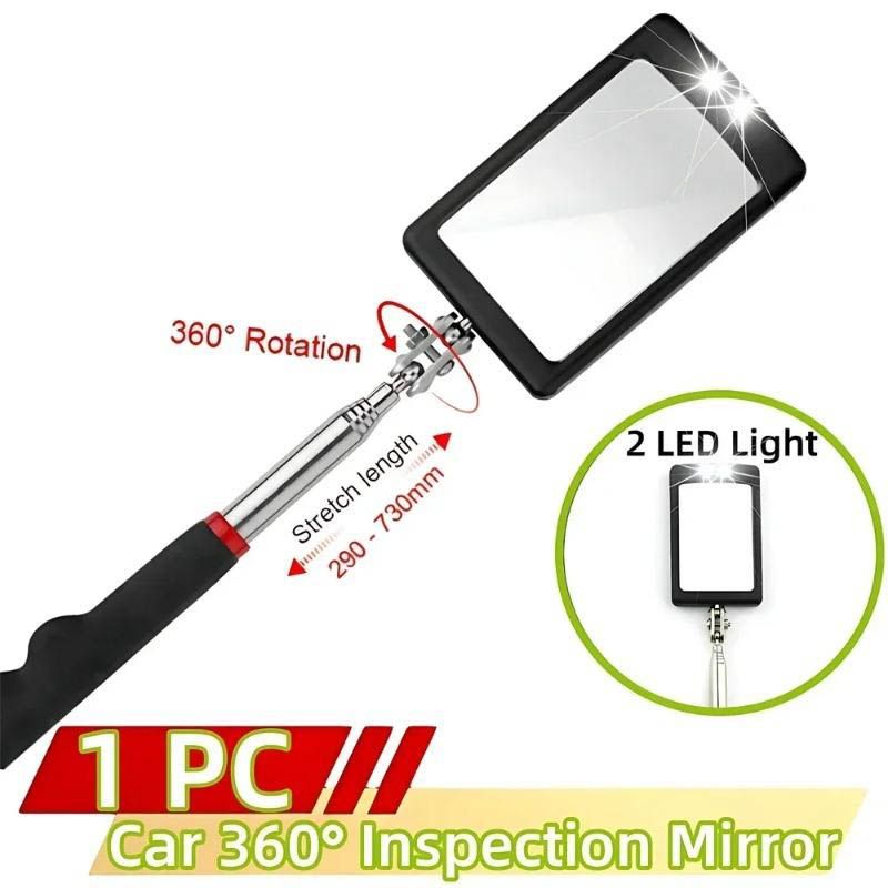 Telescoping Flexible Head Inspection Mirror Car Bottom with Light Adjustable Detection Magnification Security Checkpoint Parking Safety Vehicle Portable Mechanical Tool