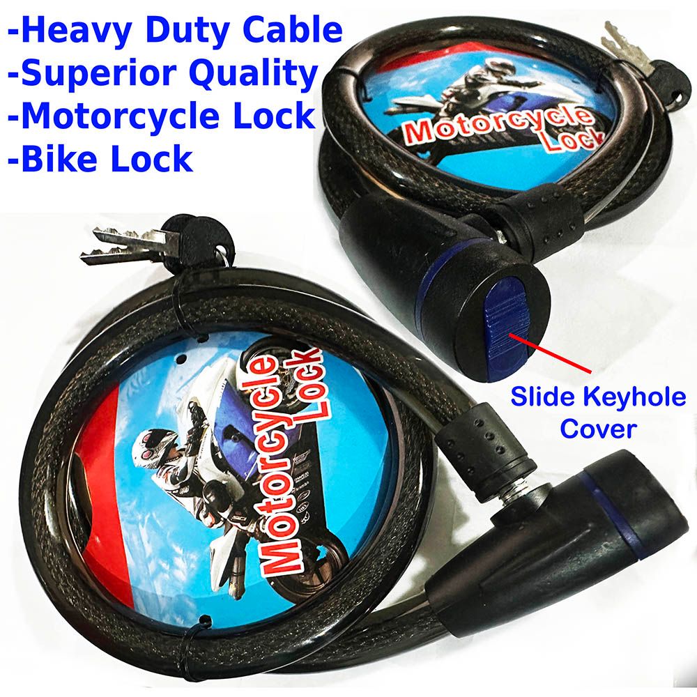 Heavy Duty Thick Cable Lock, For Motorcycle, Bike, Bicycle, Warehouse, Gate, Scooter The Lock is Made of Steel Cable and Zinc Alloy and is Very Strong.