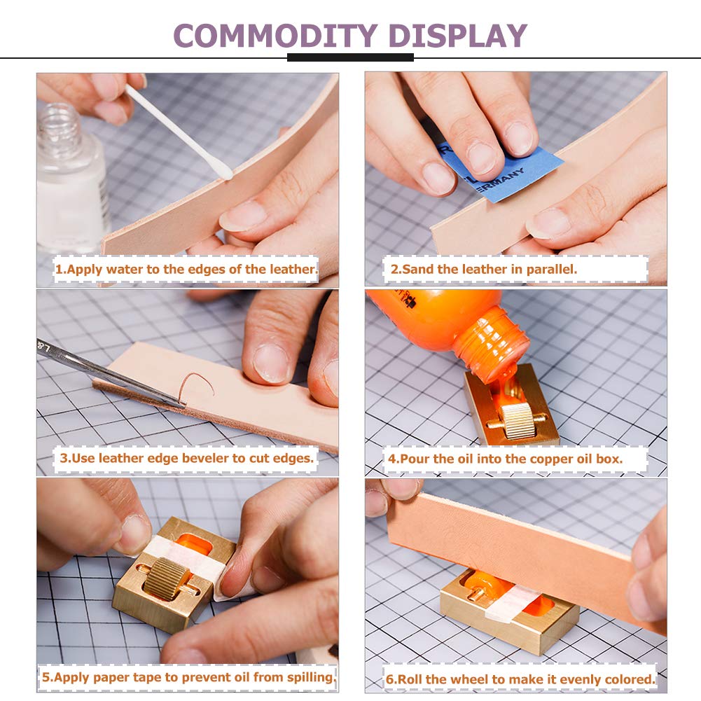 Leather Craft Edge Painting Box -Small Size Professional Dye Roller Applicator Sealer Essential Printing Tool for  DIY/ Leather Working/ Making Mini Copper Edges Oil Bucket