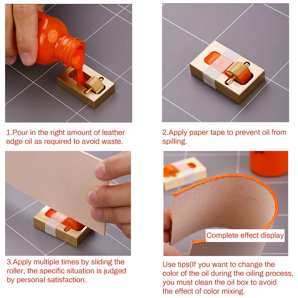 Leather Craft Edge Painting Box -Small Size Professional Dye Roller Applicator Sealer Essential Printing Tool for  DIY/ Leather Working/ Making Mini Copper Edges Oil Bucket