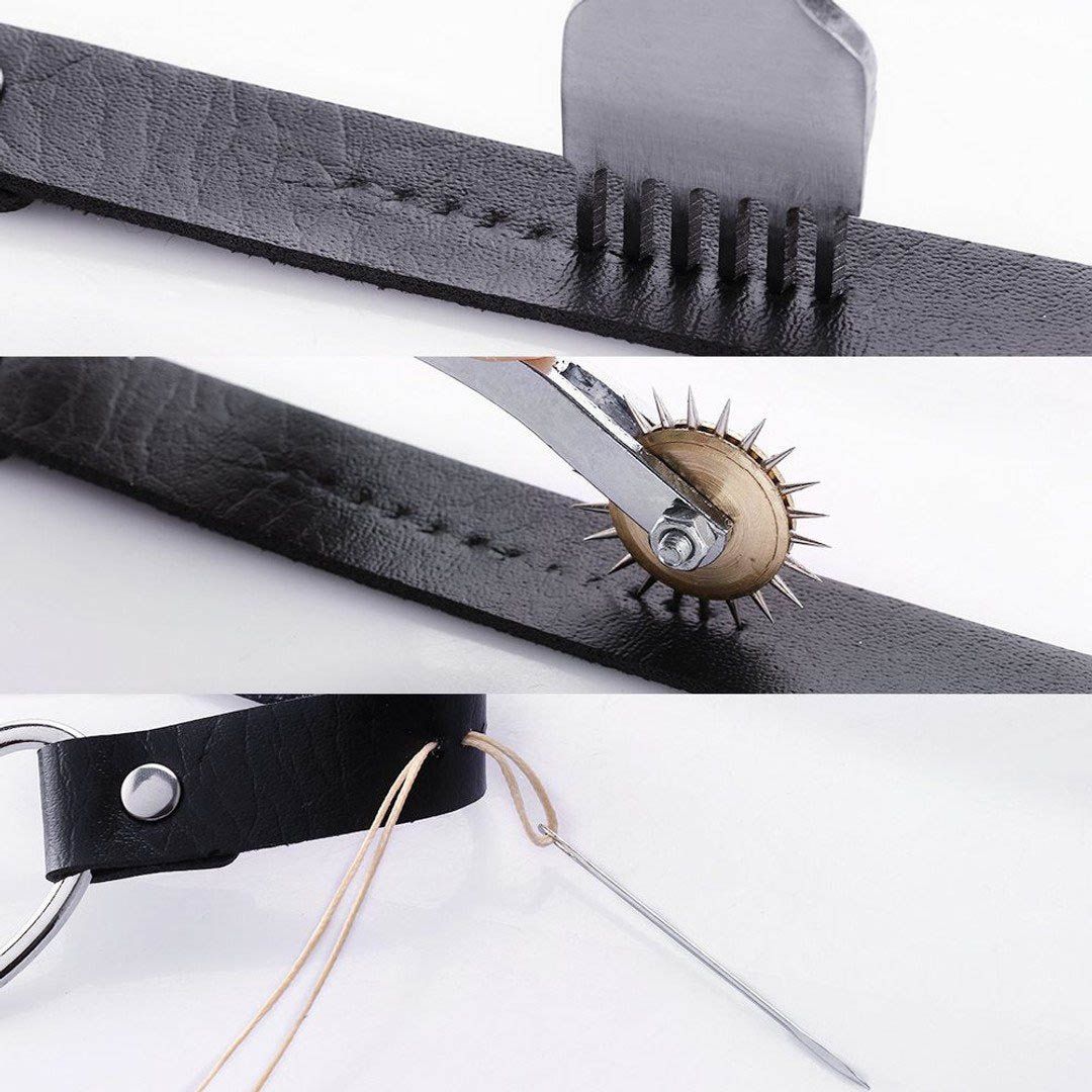 61 Pieces Leather Tools Kit with Instructions, Matting Cut, Stitching Groover, Prong Punch, Leather Working Saddle Stamps Tools for DIY Leathercraft Carving Craft Sewing  Handmade Alloy Steel