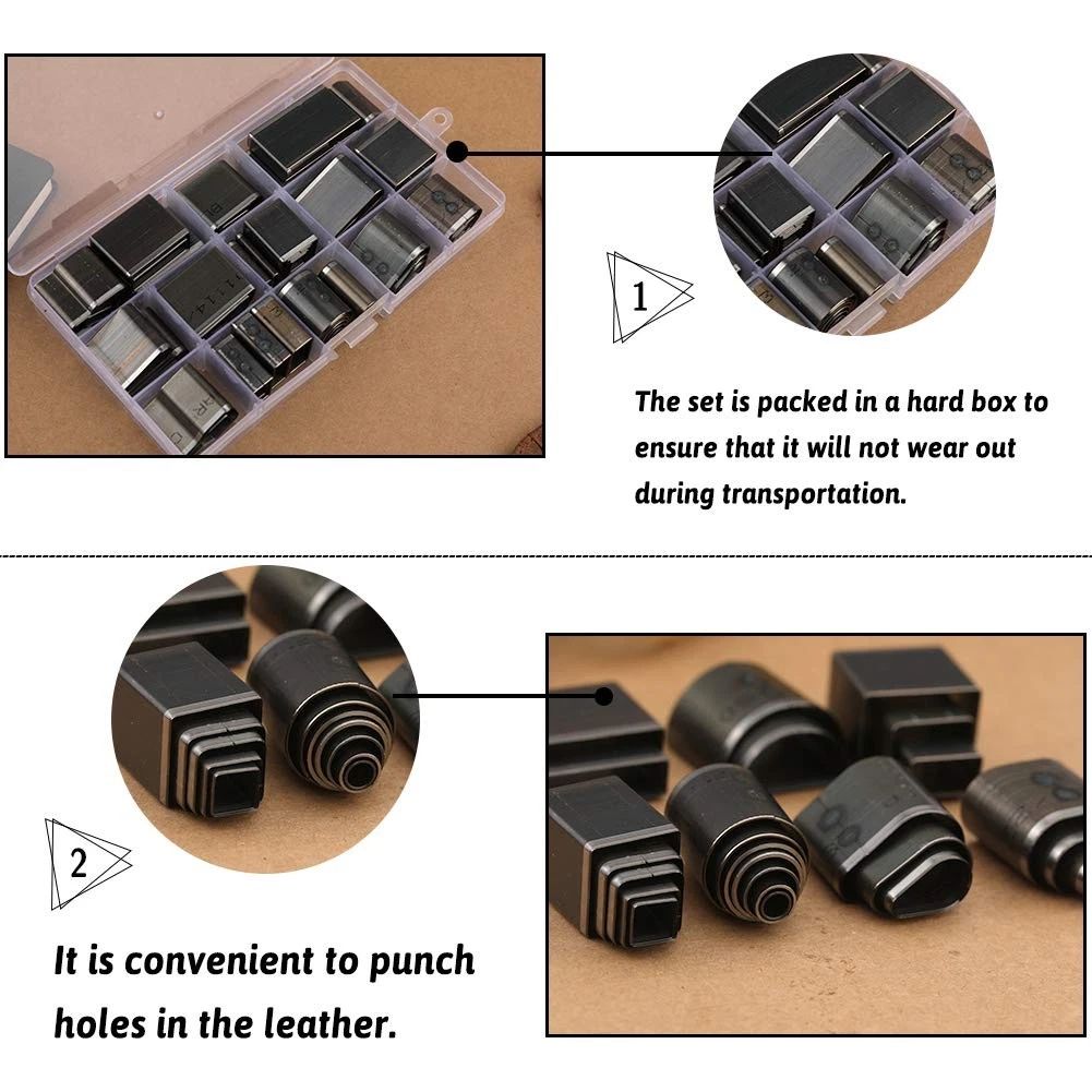 52 Shape Style Leather Hole Punch Professional Tool for Belts, Handbag Multiple Shapes Hollow Puncher Cutter Toolset Cut Handmade DIY Craft Leatherworking