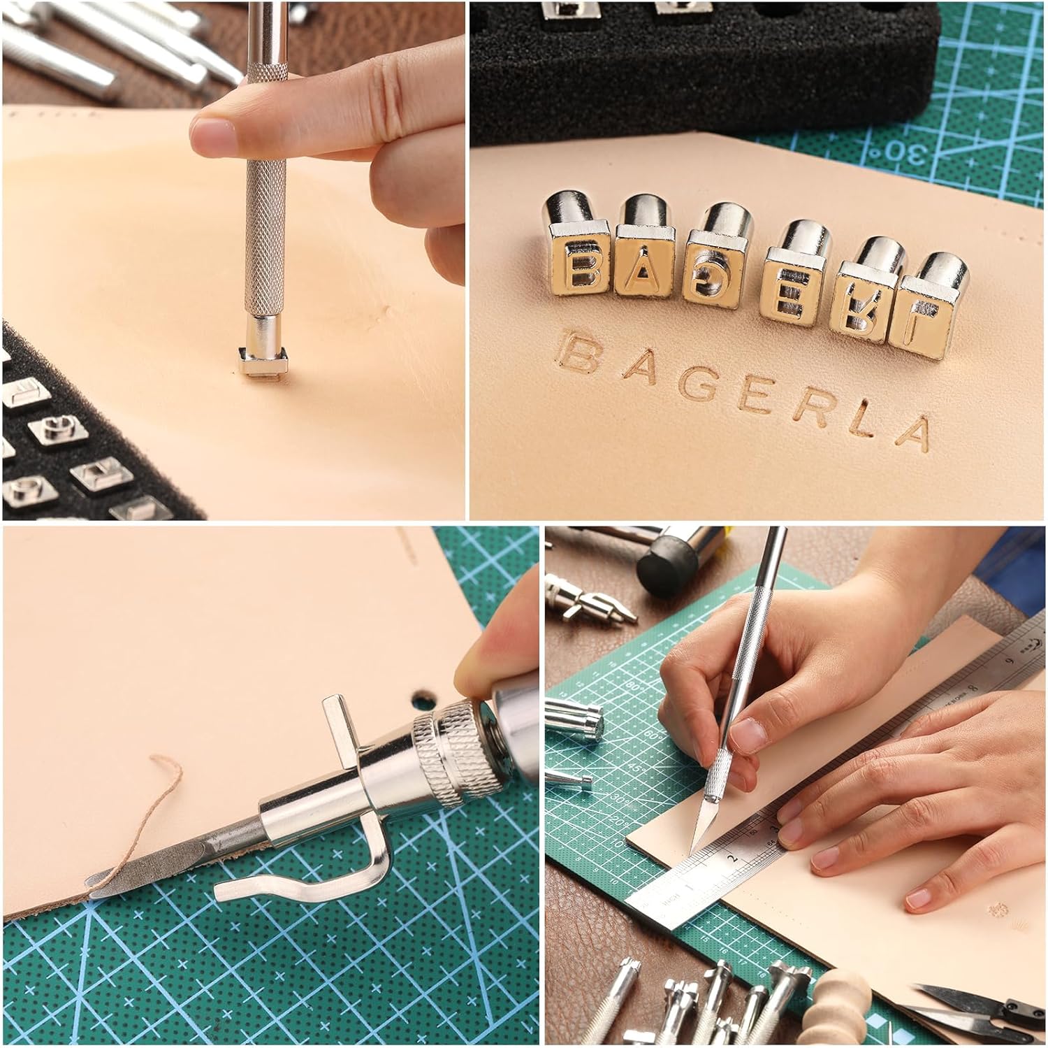 273 Pieces Ultimate Leather Working Tools and Supplies with Tool Box Cutting Mat Hammer Stamping Needles Snaps Rivets Kit Perfect for Stitching Punching Sewing Professional DIY Handmade Craft Making