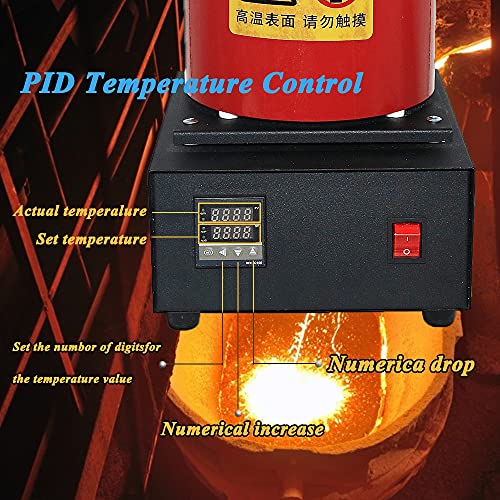 2KG Gold Melting Furnace 1100° C(2012 ℉) Automatic Digital Melting Furnace Machine with Graphite Crucible for Precious Metals Gold Silver Jewelry,1400W - Ideal For Professional Use