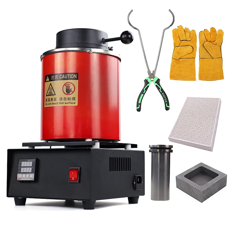 2KG Gold Melting Furnace 1100° C(2012 ℉) Automatic Digital Melting Furnace Machine with Graphite Crucible for Precious Metals Gold Silver Jewelry,1400W - Ideal For Professional Use