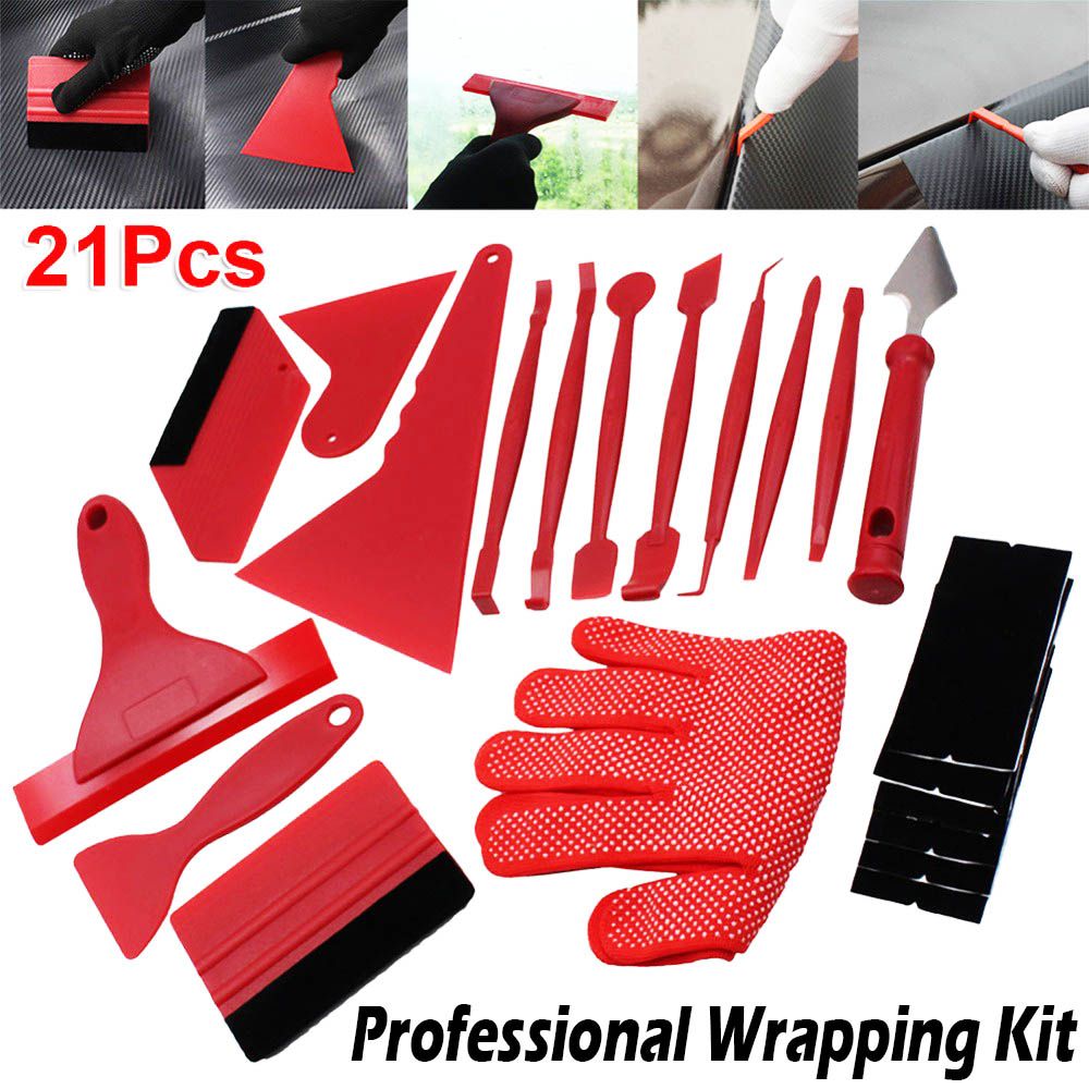21PCS Professional Car Wrapping Tint Application Car Foil Set Kit Car Tools Vinyl Wrap Film Sticker  Auto Tinting Film Scraper Squeegee Cutter Tool Auto Window Tools Accessories
