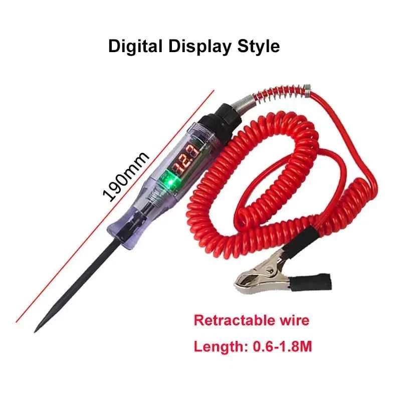 Heavy Duty DC 5-90V Upgraded Automotive Circuit Tester with Digital LED Test Light Voltmeter, Voltage Tester Electric Long Probe with Extended Spring Wire for Sedan, SUV, RV, Truck, Lawn Mower, Golf C
