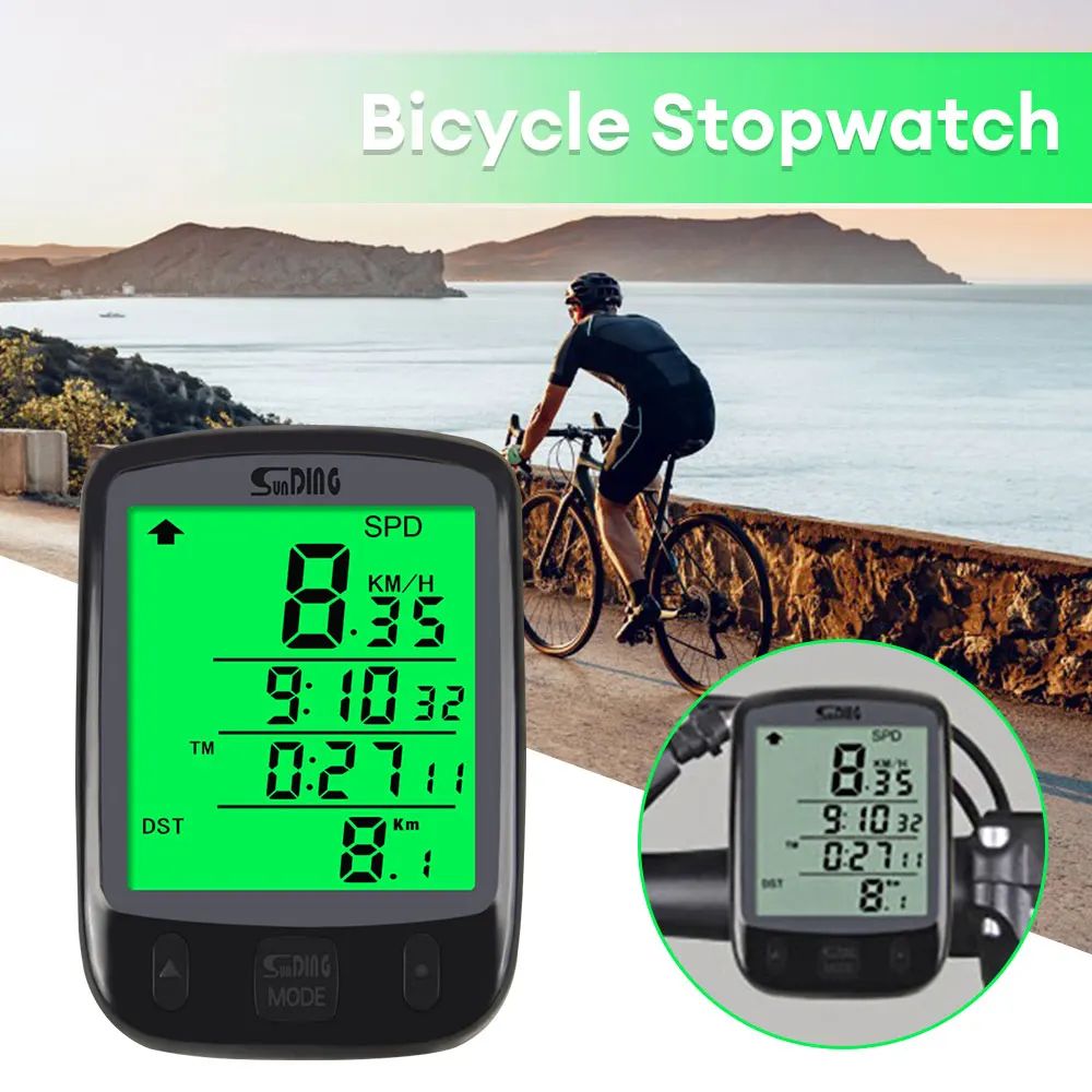 Speedometer Wired Cycling Computer Waterproof Bicycle Odometer Digital LCD Display Speed Calorie Test Bike SD-563A Mileage Backlight Stopwatch