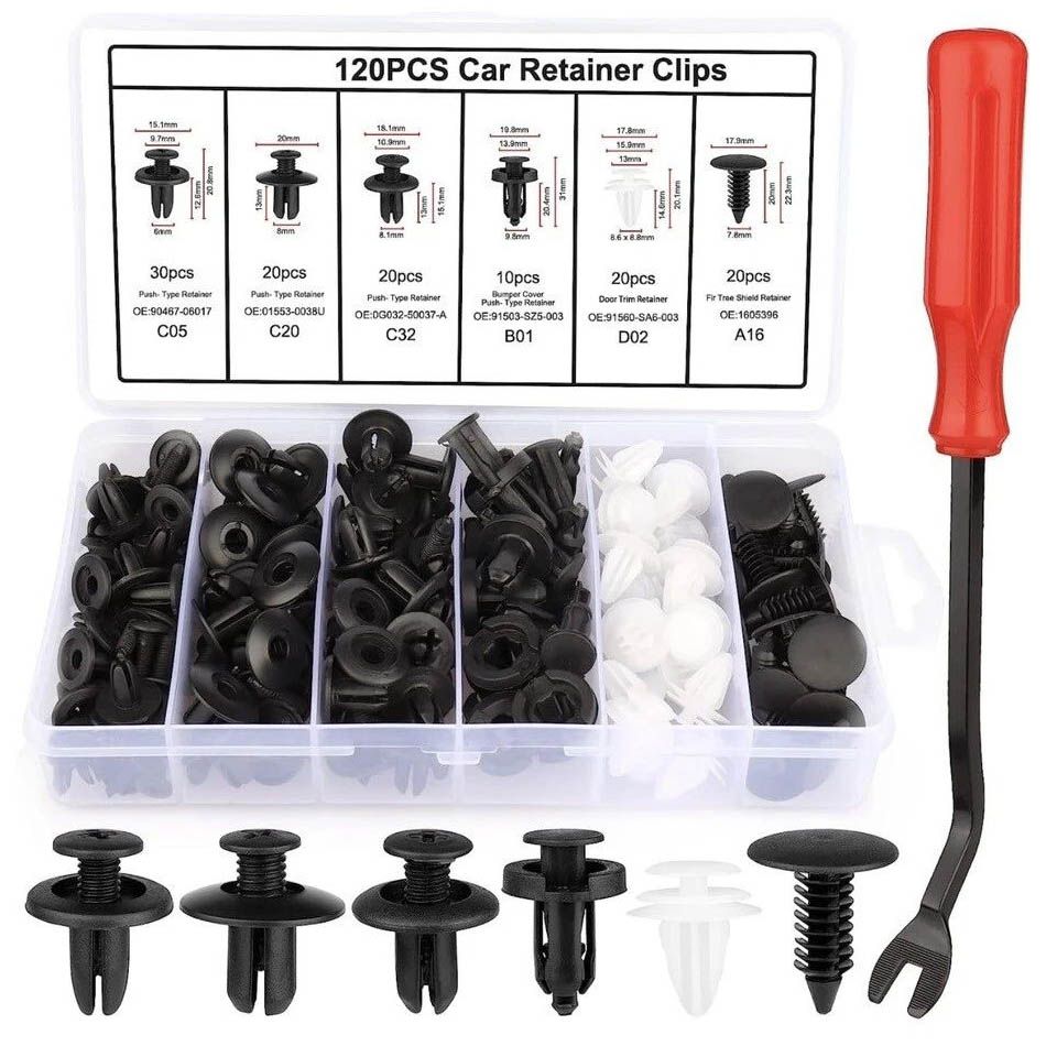 120PCS Car Body Clips & Plastic Rivets - 6 Popular Sizes, Fits Bumpers, Fenders & Most Models, Ideal for Body Fixing & Replacement Auto Fastener Clip Mixed Push Retainer Pin Rivet Door Trim Panel Fast
