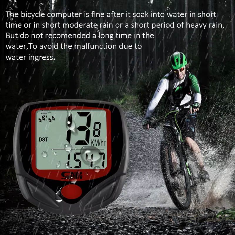 SunDing LCD Digital Waterproof Bike Bicycle Computer Cycle Speedometer Odometer Wired Cycle Meter Speed Sensor Kph Mph Indoor Outdoor Exercise Rainproof With Battery Included