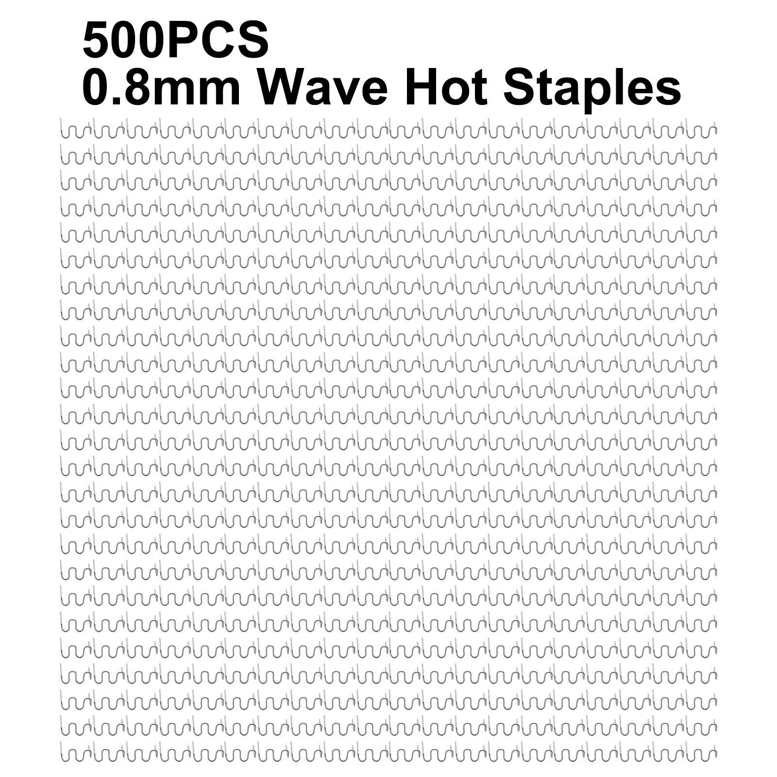 500Pcs Hot S-Wave Staples For Car Bumper Fender Welder Stapler Plastic Crack Repair Welding Machine Dashboards Lamp Holders Daily Plastics Stitching Damaged Bumper Rings Joiners Clips 0.8mm