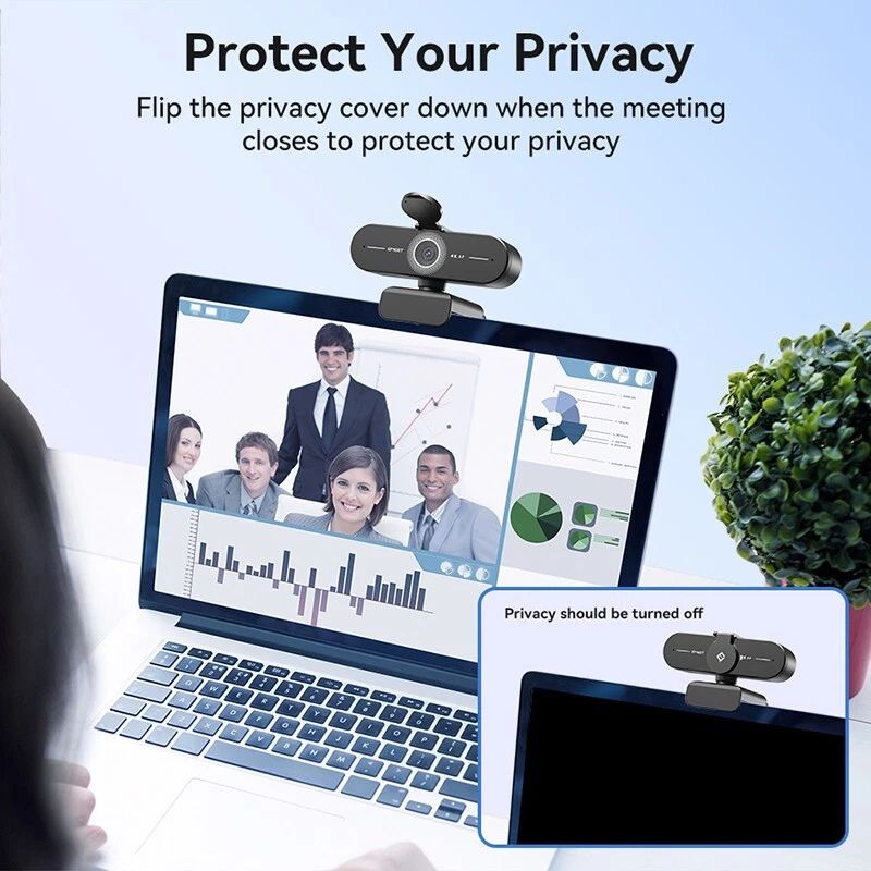 EMEET 4K Ultra HD Webcam C60E Web Smartcam USB Computer Camera DAF Autofocus, Dual Noise-Cancelling Mics, 73° FOV, Auto Light Correction, Privacy Cover for High-End Business Meetings/ Live Streaming