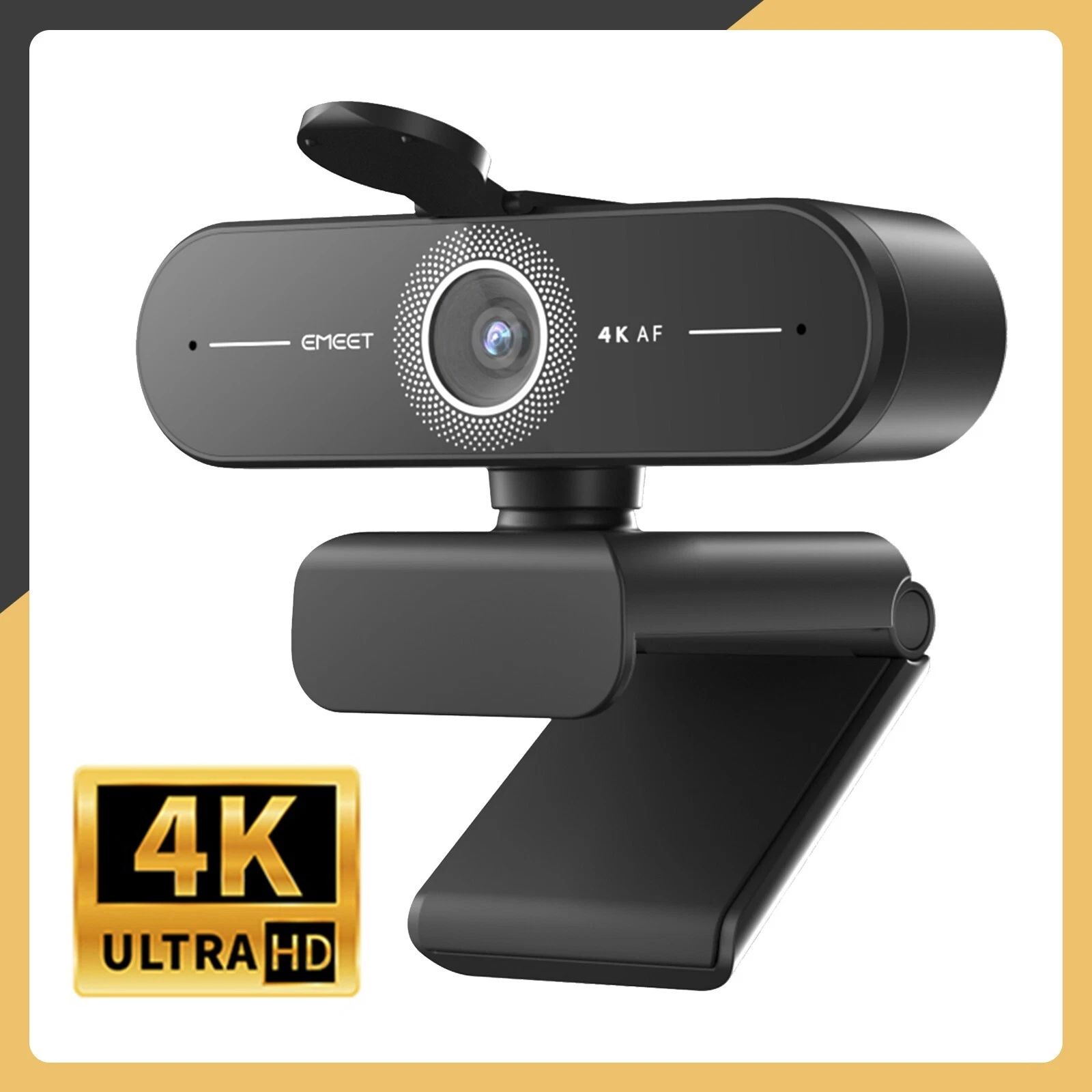 EMEET 4K Ultra HD Webcam C60E Web Smartcam USB Computer Camera DAF Autofocus, Dual Noise-Cancelling Mics, 73° FOV, Auto Light Correction, Privacy Cover for High-End Business Meetings/ Live Streaming