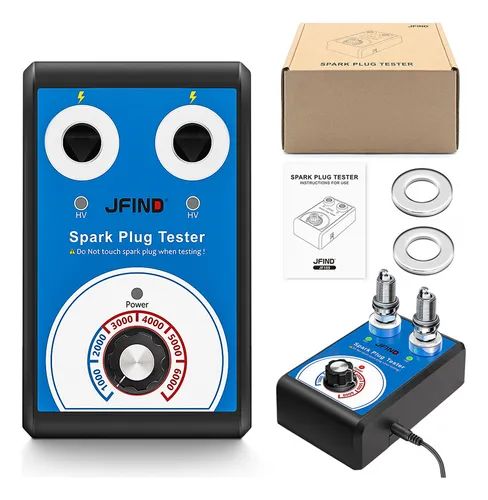 JFIND 12V Car Spark Plug Tester Detector Professional Diagnostic Tool Ignition Analyzer Dual Hole UK 220V to 12V Double Testing Automotive Motorcycle JF109